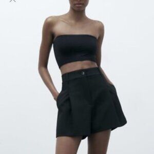 Zara High Waisted Pleated Trouser Shorts